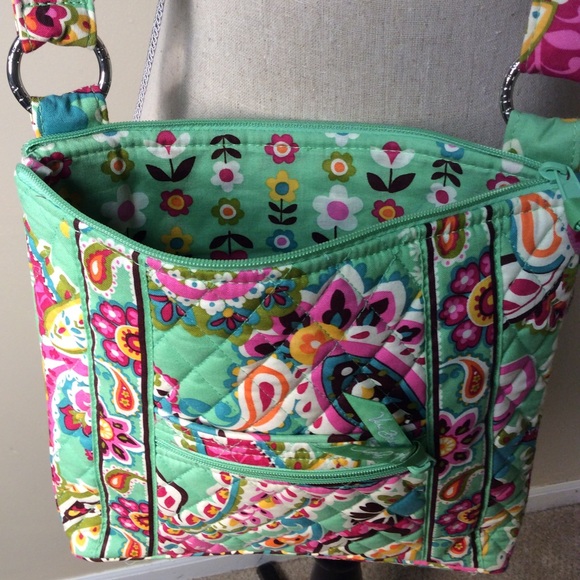 Vera Bradley Handbags - Vera Bradley green/pink crossbody purse